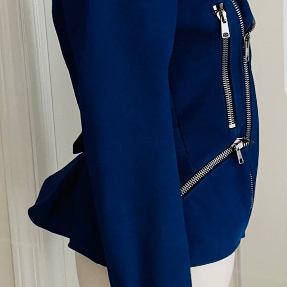 ALEXANDER MCQUEEN COBALT NUBUCK LEATHER MOTO JACKET - SIZE 40 IT - PRISTINE - Picture 11 of 13